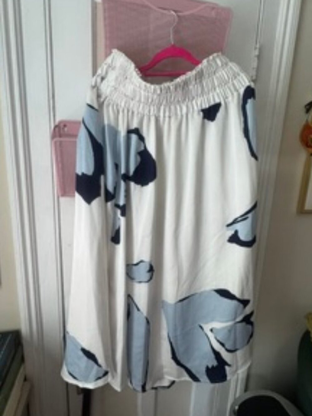 Title: Worthington Blue & White Abstract Floral Elastic Waist Maxi Skirt | Size